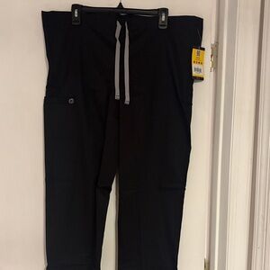 WonderWink Unisex Black Straight Leg Drawstring Pants